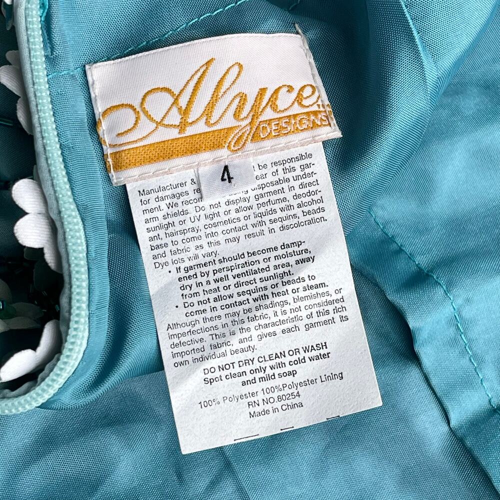SOLD Alyce Designs vintage prom dress beaded floral sequin maxi gown long formal - Picture 4 of 17